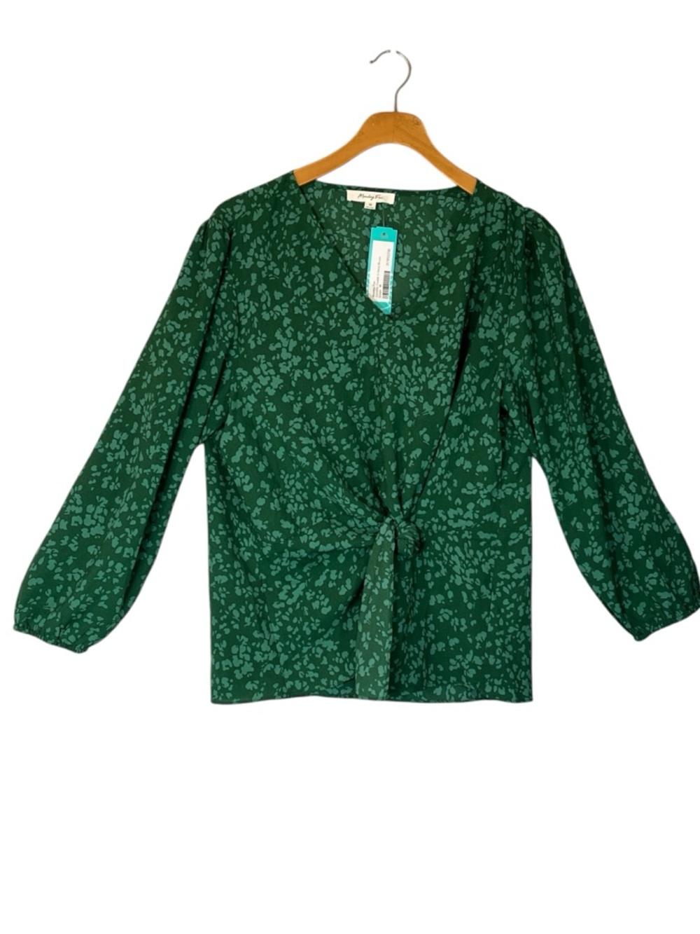 Stitch Fix Monday Fun Dorothy Double V Neck Blouse Size M Green NEW Spring